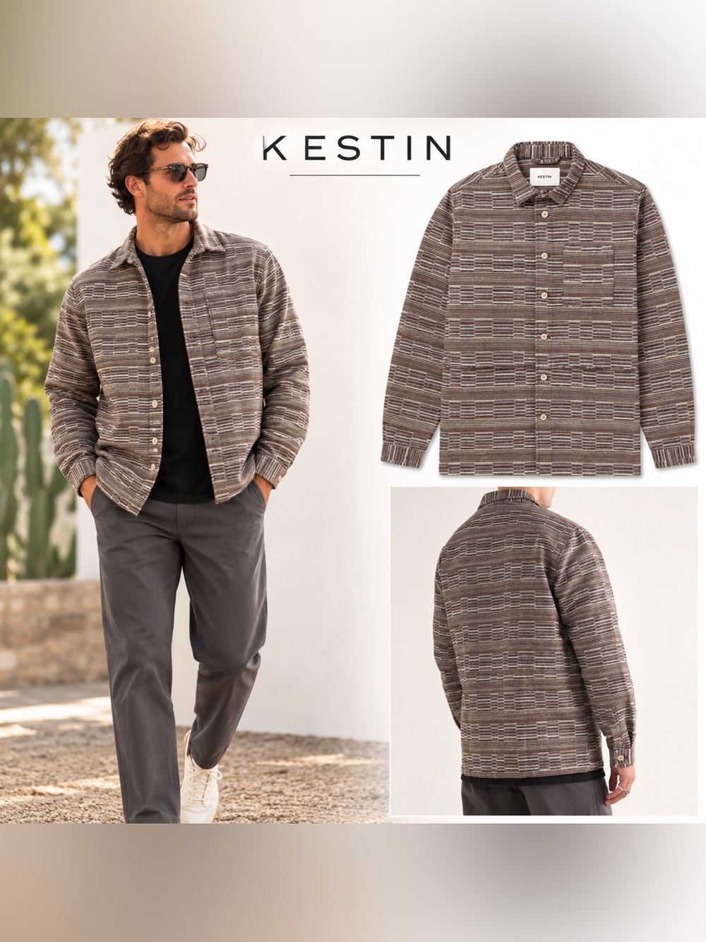KENTON Men's Rosyth Cotton- Jacquard Shirt Jacket